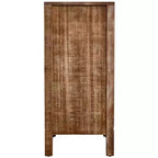 Tavolino rettangolare con pannello della porta floreale in rilievo, 42 x 35,5 x 79 cm, armadietto contenitore a un'anta, finitura naturale e crema