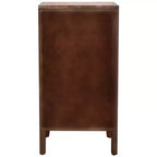 Tavolino rettangolare con pannello della porta floreale in rilievo, 42 x 35,5 x 79 cm, armadietto contenitore a un'anta, finitura naturale e crema