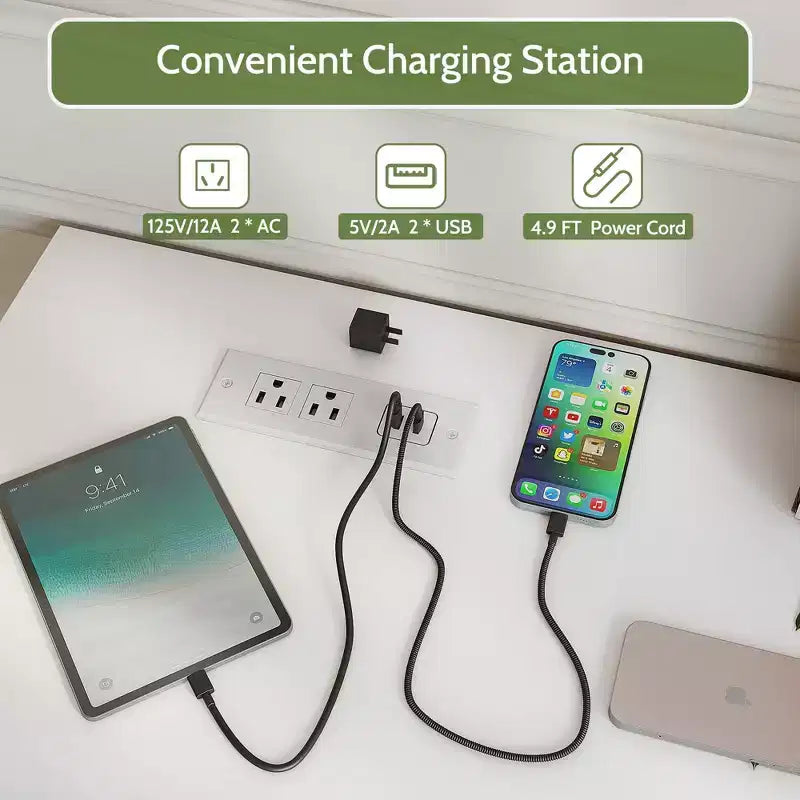 Comò a 6 cassetti con luci LED e presa di corrente
