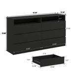 Comò a 6 cassetti con luci LED e presa di corrente