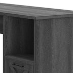 Scrivania angolare a L da 60 pollici con cassetto portadocumenti, armadietto e prese di corrente