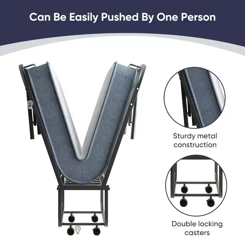 Lettino Pieghevole con Materasso da 13 cm, Letto Pieghevole Portatile con Ruote, Misura Singola