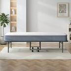 Lettino Pieghevole con Materasso da 13 cm, Letto Pieghevole Portatile con Ruote, Misura Singola