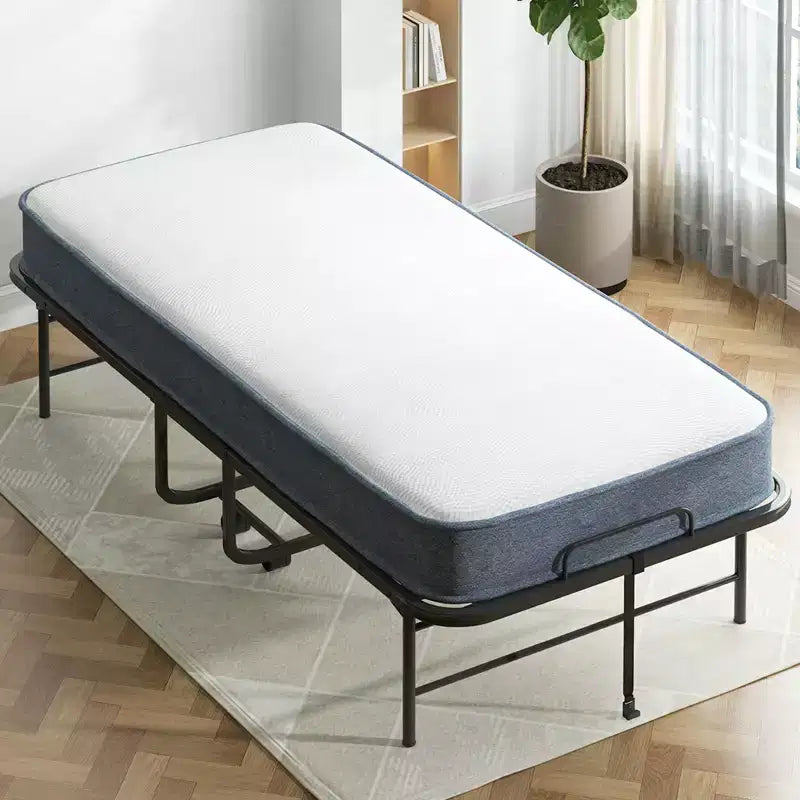 Lettino Pieghevole con Materasso da 13 cm, Letto Pieghevole Portatile con Ruote, Misura Singola