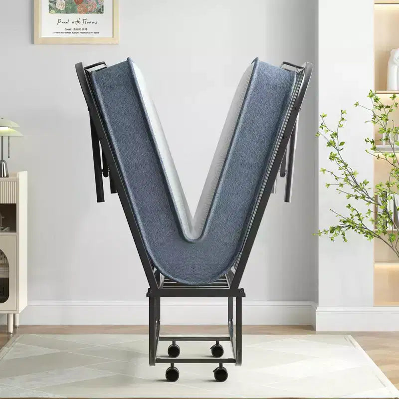 Lettino Pieghevole con Materasso da 13 cm, Letto Pieghevole Portatile con Ruote, Misura Singola