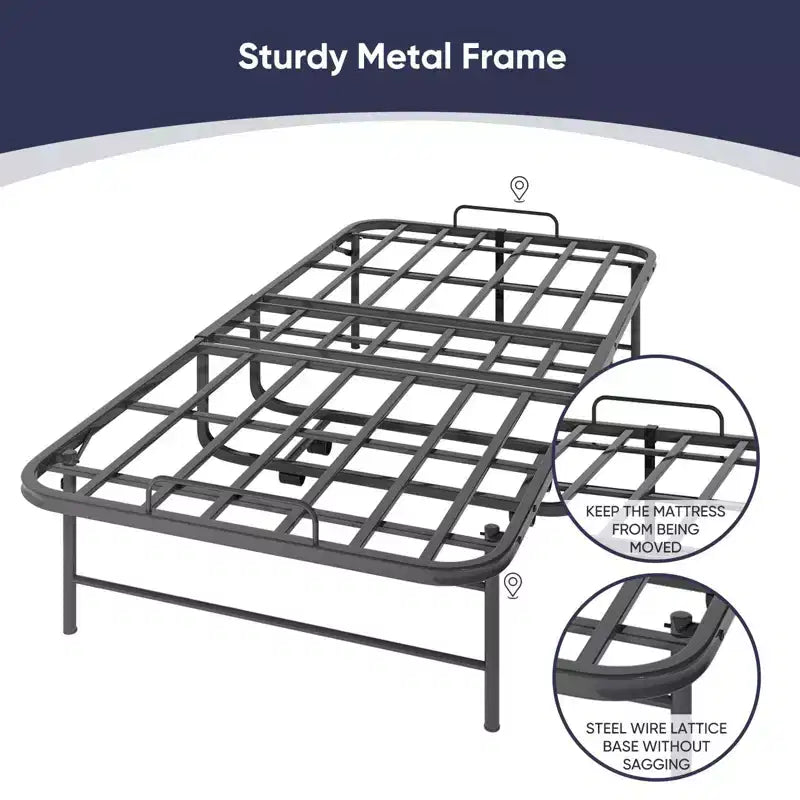 Lettino Pieghevole con Materasso da 13 cm, Letto Pieghevole Portatile con Ruote, Misura Singola