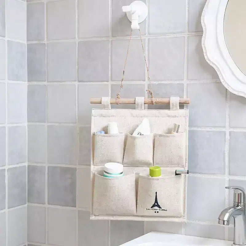 Organizzatore da Parete con Stampa Torre Eiffel – 5 Tasche in Tela, 31,75x24,13 cm