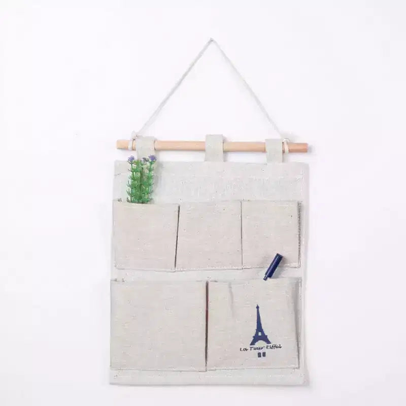 Organizzatore da Parete con Stampa Torre Eiffel – 5 Tasche in Tela, 31,75x24,13 cm