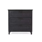 Cassettiera a 3 cassetti in legno di acacia rustico e rattan – Grigio scuro