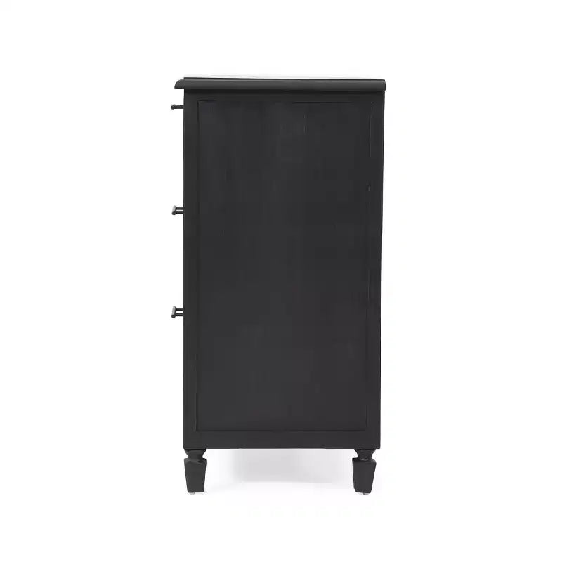 Cassettiera a 3 cassetti in legno di acacia rustico e rattan – Grigio scuro