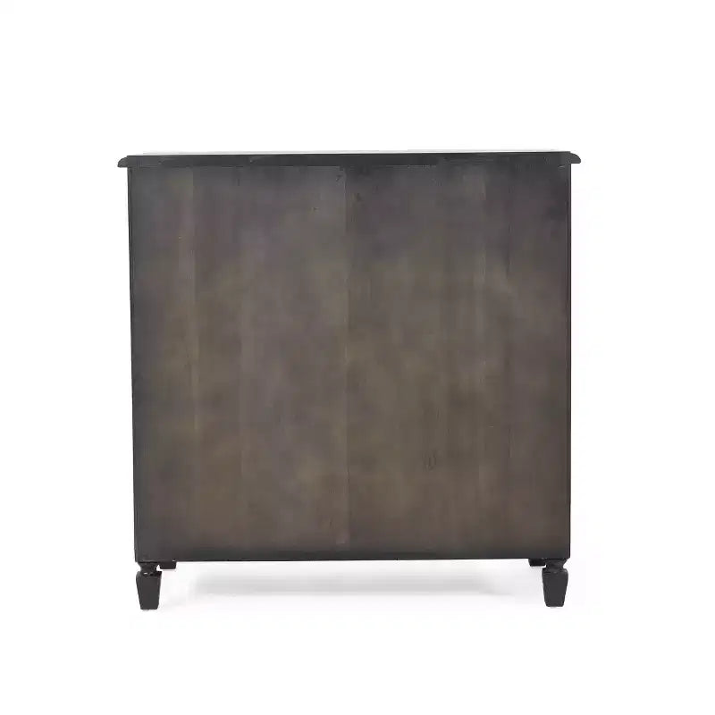 Cassettiera a 3 cassetti in legno di acacia rustico e rattan – Grigio scuro