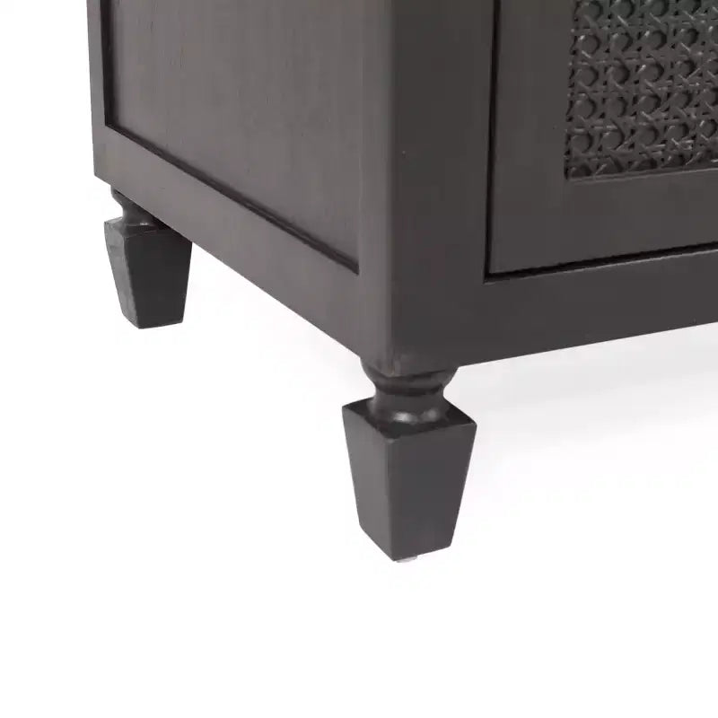 Cassettiera a 3 cassetti in legno di acacia rustico e rattan – Grigio scuro