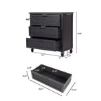 Cassettiera a 3 cassetti in legno di acacia rustico e rattan – Grigio scuro
