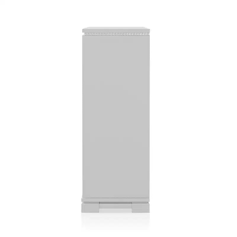 Cassettiera a 5 cassetti color argento con dettagli glamour