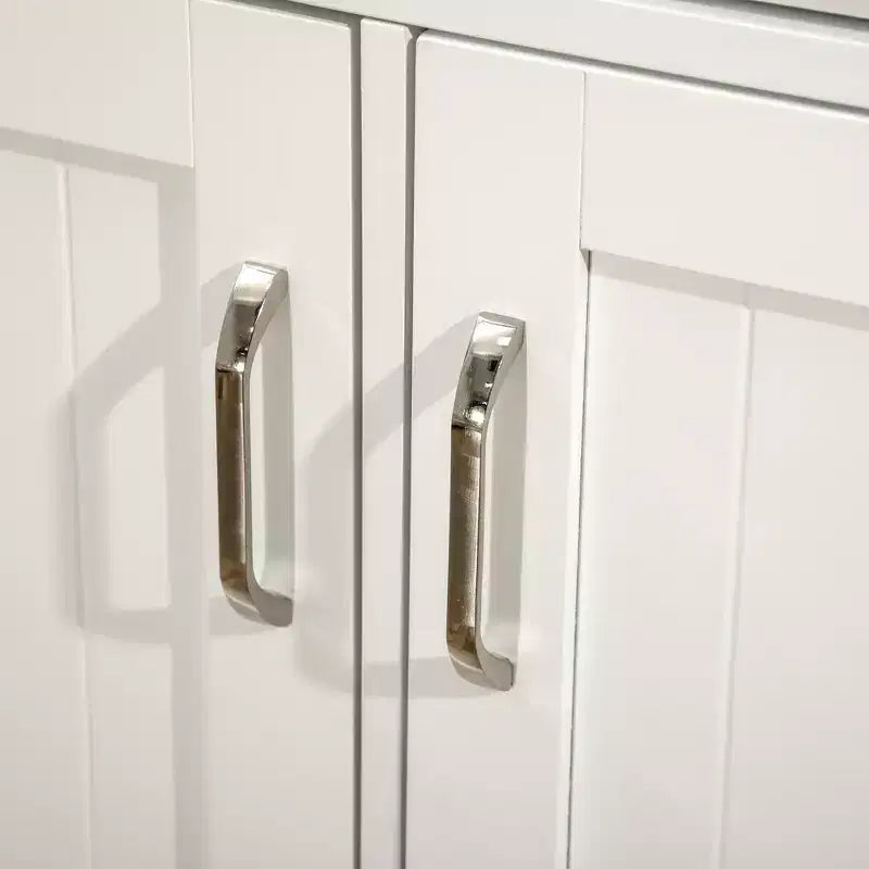 Isola da Cucina con Mobile Contenitore e Piano in Legno di Gomma a 2 Livelli, Bianco