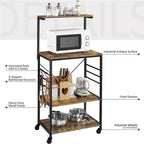 Scaffale da cucina per panettiere, altezza 128,27 cm, con ganci laterali