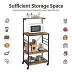 Scaffale da cucina per panettiere, altezza 128,27 cm, con ganci laterali