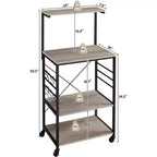 Scaffale da cucina per panettiere, altezza 128,27 cm, con ganci laterali