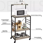 Scaffale da cucina per panettiere, altezza 128,27 cm, con ganci laterali