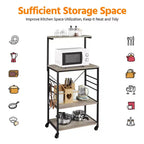 Scaffale da cucina per panettiere, altezza 128,27 cm, con ganci laterali