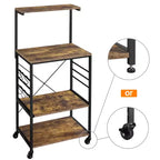 Scaffale da cucina per panettiere, altezza 128,27 cm, con ganci laterali